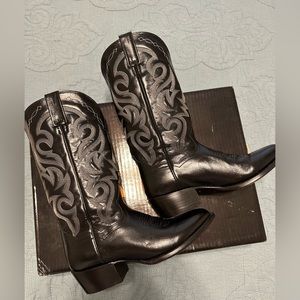 Dan Post Black Leather Cowboy Boots Size 6.5